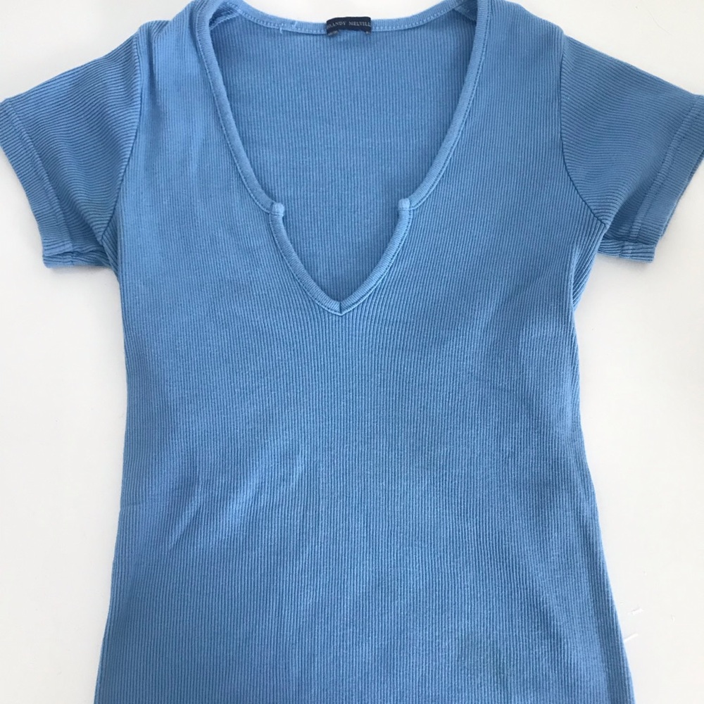 Brandy Melville Blue Vneck Top